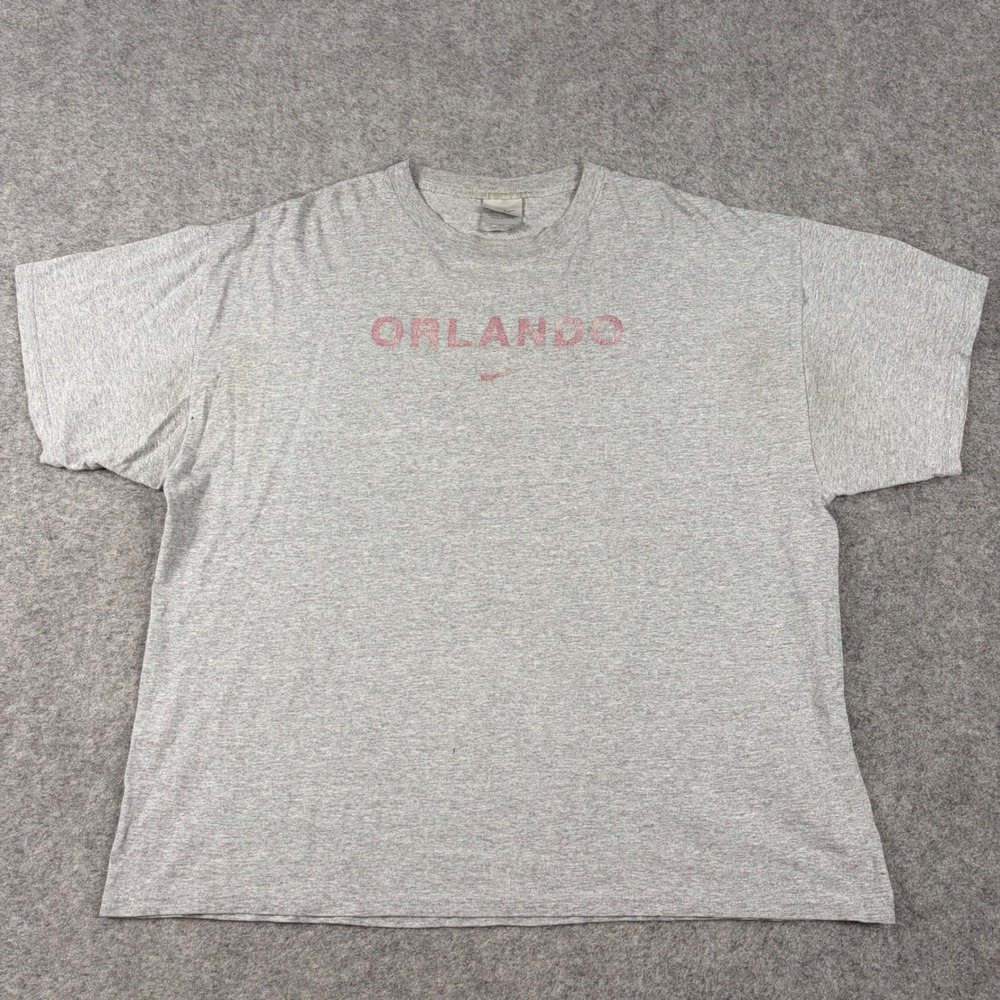 Nike T Shirt Mens XXL Gray Orlando Florida Graphic Center Swoosh Vintage Y2K